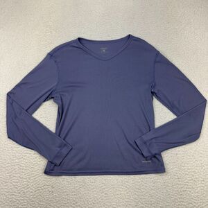 Patagonia Capilene Waffle Knit Top Women's Large Purple V-Neck‎ Long Sleeve